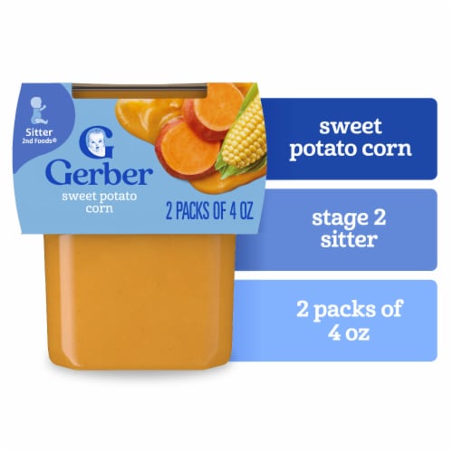 Gerber Stage 2 Baby Food Sweet Potato Corn Tubs Baby Puree - Sweet Potato Corn