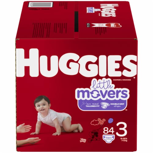 Huggies Little Movers Baby Diapers, Size 3 (16-28 lbs) - Size 3 / 84 Count