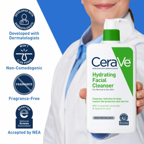 CeraVe Hydrating Facial Cleanser, Daily Face Wash For Dry Skin, Fragrance-Free - 16 fl oz