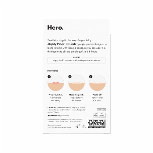 Hero Cosmetics Mighty Patch Invisible+ Acne Pimple Patches - Hero Cosmetics Mighty Patch Invisible+ Acne Pimple Patches