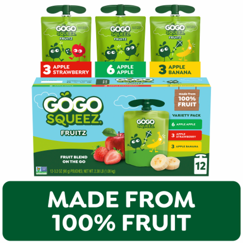 GoGo squeeZ No Sugar Added Apple Banana Strawberry Applesauce & Fruit Puree Pouches - GoGo squeeZ No Sugar Added Apple Banana Strawberry Applesauce & Fruit Puree Pouches