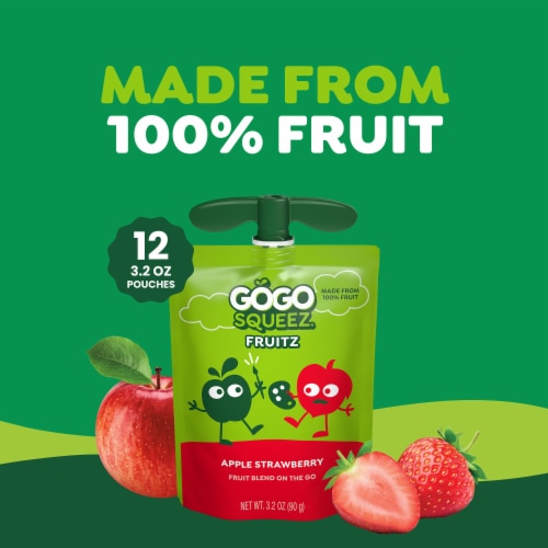 GoGo squeeZ No Sugar Added Apple Strawberry Applesauce & Fruit Puree Pouches - GoGo squeeZ No Sugar Added Apple Strawberry Applesauce & Fruit Puree Pouches