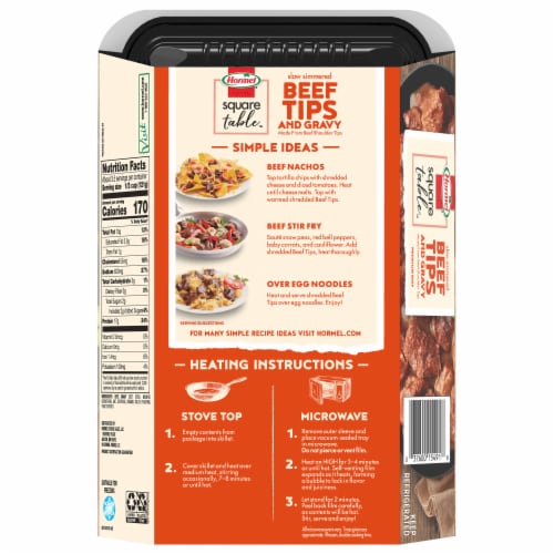 HORMEL Slow Simmered Beef Tips & Gravy Fully Cooked Entree, 15 oz. - HORMEL Slow Simmered Beef Tips & Gravy Fully Cooked Entree, 15 oz.