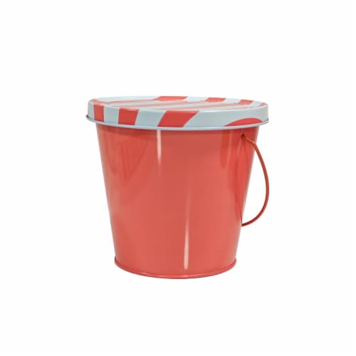 Everyday Living Stripe Metal Bucket Citronella Candle - Blue - Coral