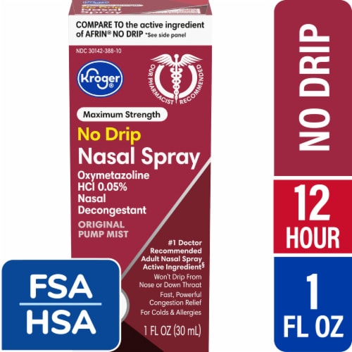Kroger® Nasal Decongestant Maximum Strength Nasal Spray Oxymetazoline HCl - No Drip Original