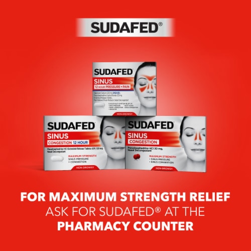 Sudafed PE Sinus Congestion Maximum Strength Non-Drowsy Decongestant Tablets Phenylephrine HCl - 36 ct