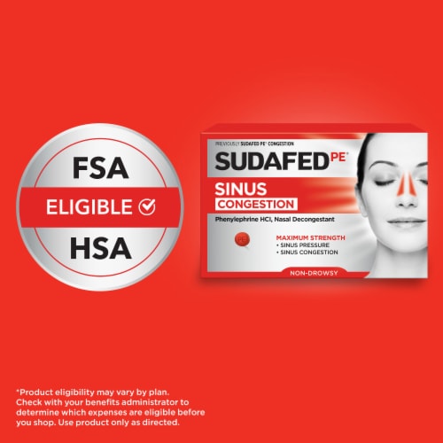 Sudafed PE Sinus Congestion Maximum Strength Non-Drowsy Decongestant Tablets Phenylephrine HCl - 36 ct