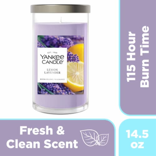 Yankee Candle Medium Pillar Scented Candle with up to 115 Hour Burn Time, 14.25 oz - Lemon Lavender