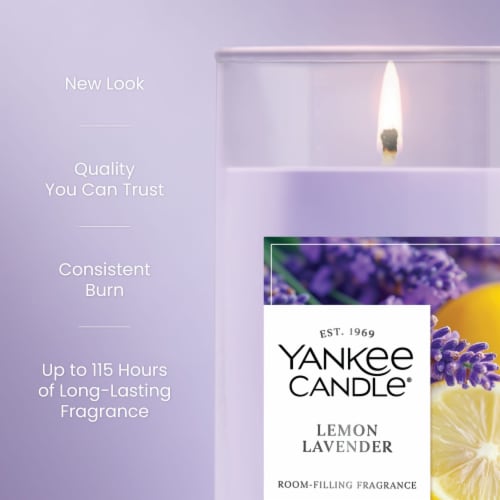 Yankee Candle Medium Pillar Scented Candle with up to 115 Hour Burn Time, 14.25 oz - Lemon Lavender