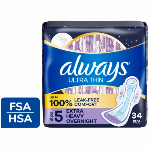 Always Ultra Thin Size 5 Extra Heavy Overnight Pads With Wings Unscented - Always Ultra Thin Size 5 Extra Heavy Overnight Pads With Wings Unscented