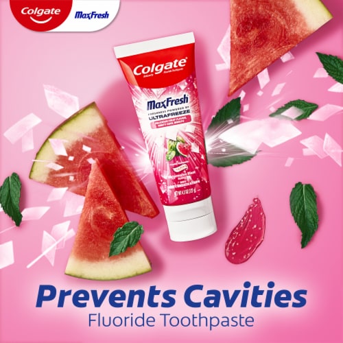 Colgate Max Fresh Anti-Cavity Fluoride Toothpaste in Watermelon Blast with Mint - Colgate Max Fresh Anti-Cavity Fluoride Toothpaste in Watermelon Blast with Mint