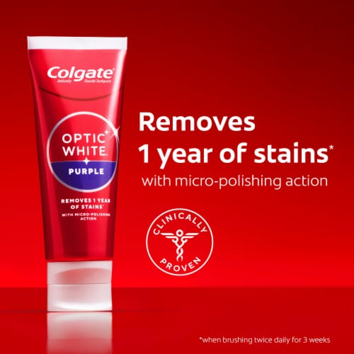 Colgate Optic White Purple Teeth Whitening Toothpaste with Fluoride in Fresh Mint - Colgate Optic White Purple Teeth Whitening Toothpaste with Fluoride in Fresh Mint