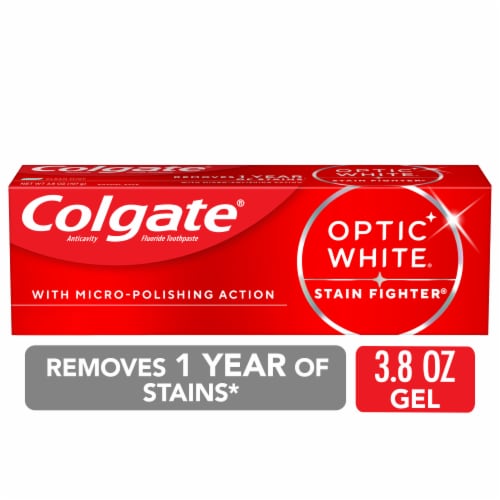 Colgate Optic White Stain Fighter Teeth Whitening Anti-Cavity Toothpaste Gel in Fresh Mint Flavor - Colgate Optic White Stain Fighter Teeth Whitening Anti-Cavity Toothpaste Gel in Fresh Mint Flavor