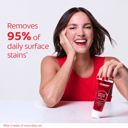 Colgate Optic White Stain Fighter Teeth Whitening Anti-Cavity Toothpaste Gel in Fresh Mint Flavor - Colgate Optic White Stain Fighter Teeth Whitening Anti-Cavity Toothpaste Gel in Fresh Mint Flavor
