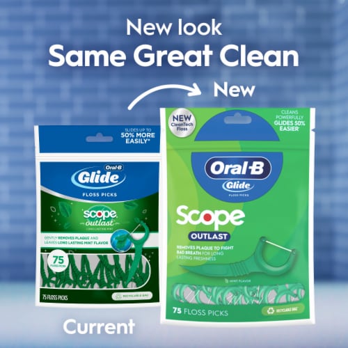 Oral-B Glide with Scope Outlast Long Lasting Mint Flavor Floss Picks - Oral-B Glide with Scope Outlast Long Lasting Mint Flavor Floss Picks