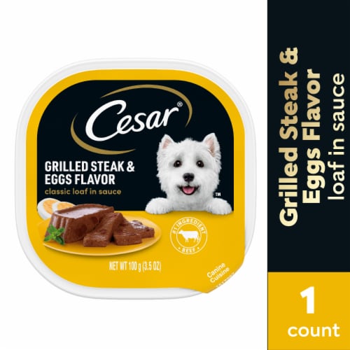 Cesar Adult Soft Wet Dog Food Grilled Steak and Eggs Classic Loaf in Sauce - Cesar Adult Soft Wet Dog Food Grilled Steak and Eggs Classic Loaf in Sauce