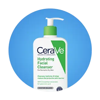 CeraVe facial cleanser on a blue background